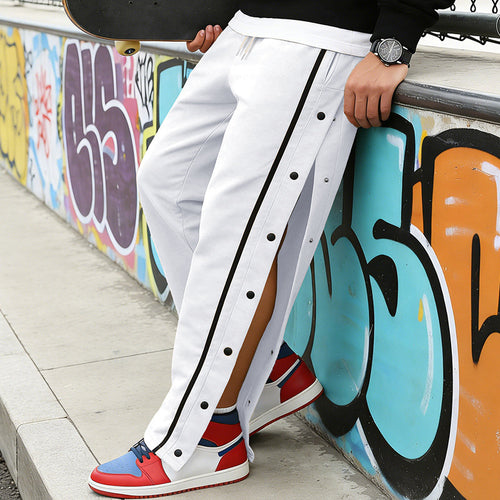 Herren Sportliche Snap-Trackhose mit seitlichen Druckknopfleisten und Tunnelzug Nord Taschen