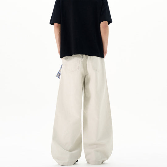 Herren Extraweite Baumwoll‑Twill‑Palazzohose mit markanten Saumnähten und skulpturaler Form Nord Taschen