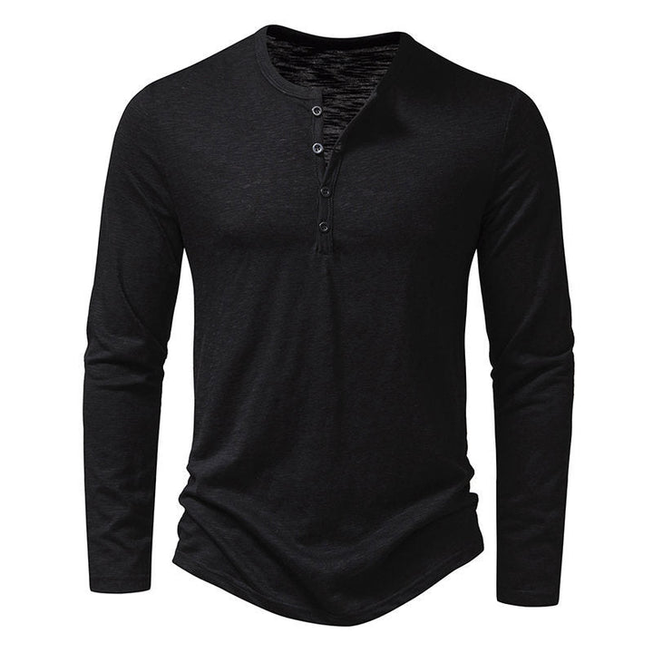 Herren Langarm-Henley-Shirt aus hochwertiger Baumwolle mit modernem Schnitt