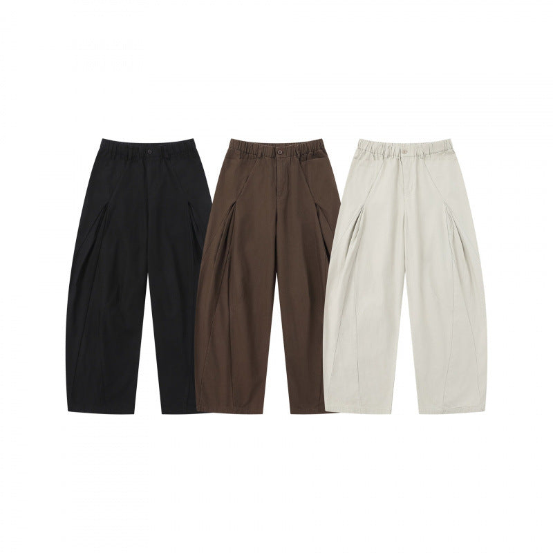 Damen Weite Culotte-Hose mit elastischem Bund, dekorativen Falten und geschwungenen Nahtdetails Nord Taschen