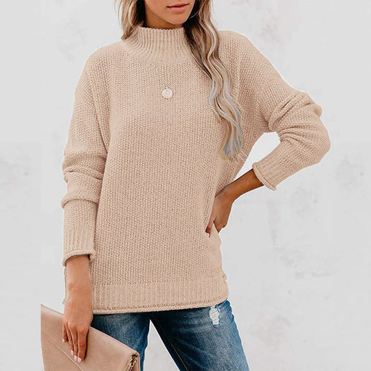 Damen Oversize Strickpullover mit hohem Rollkragen und strukturierter Maschenoptik Drune