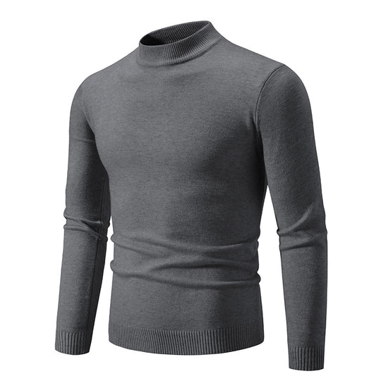 Herren Schmal geschnittener Feinstrick‑Mockneck‑Pullover mit geripptem Kragen und Saum Nord Taschen