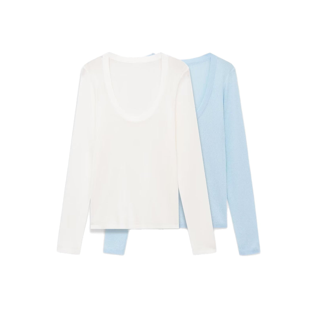 Damen Feinstrick-Pullover mit tiefem U-Ausschnitt und schmaler Silhouette Nord Taschen