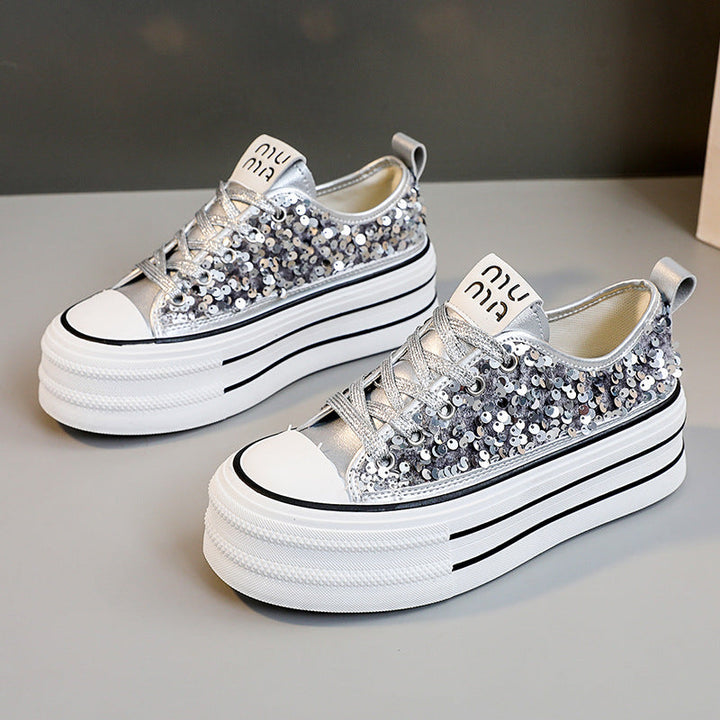 Damen Plateausneaker mit glamourösen Paillettenakzenten
