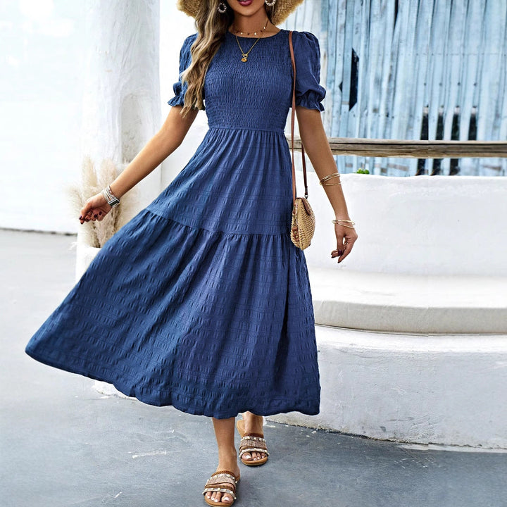 Damen Midikleid mit elastischem Taillenbund und schwingendem Rock