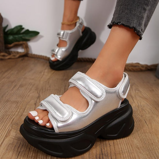 Damen Plateau-Sandalen mit verziertem Riemen und komfortabler Sohle Nord Taschen