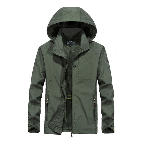 Herren Leichte windabweisende Softshell-Outdoorjacke mit Kapuze, Mesh-Futter und Multifunktionstaschen Nord Taschen