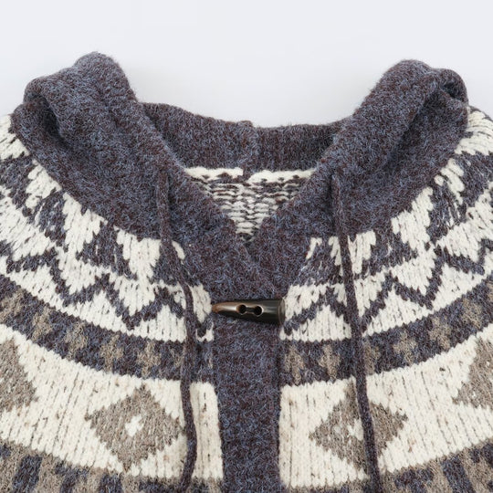 Damen Kapuzen-Strickjacke im Norwegerstil mit Knebelverschlüssen Nord Taschen