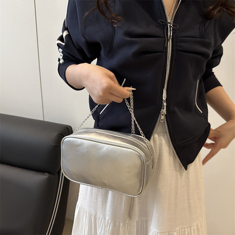Damen elegante Handtasche mit glänzender Oberfläche und feinem Reißverschluss Nord Taschen