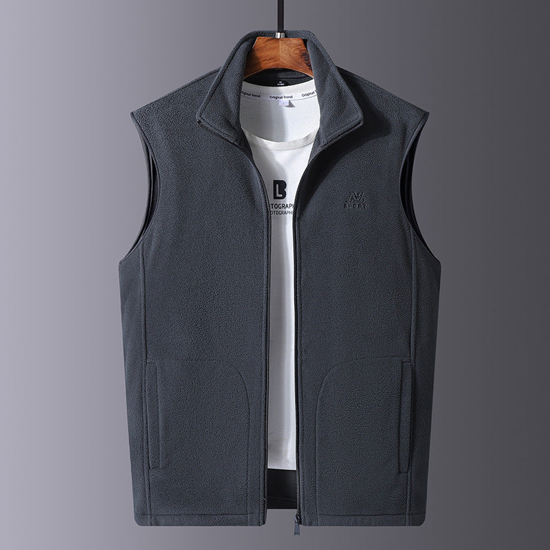 Herren Leichte Microfleece-Outdoorweste mit hochschließendem Stehkragen und verdecktem Reißverschluss Nord Taschen