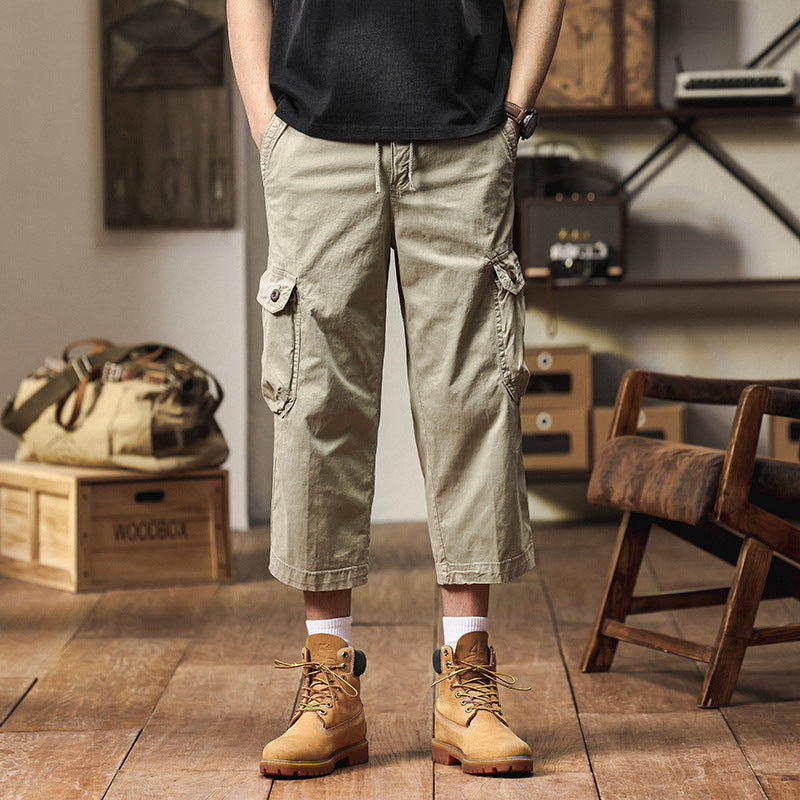 Herren Kurz geschnittene Utility-Cargohose mit Tunnelzugbund, Mehrfach‑Cargotaschen und verkürzter Beinlänge Nord Taschen