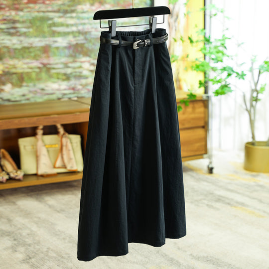 Damen Eleganter Maxirock mit Taillengürtel Nord Taschen