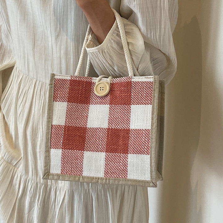 Damen Jute-Tasche im modernen Karomuster Nord Taschen