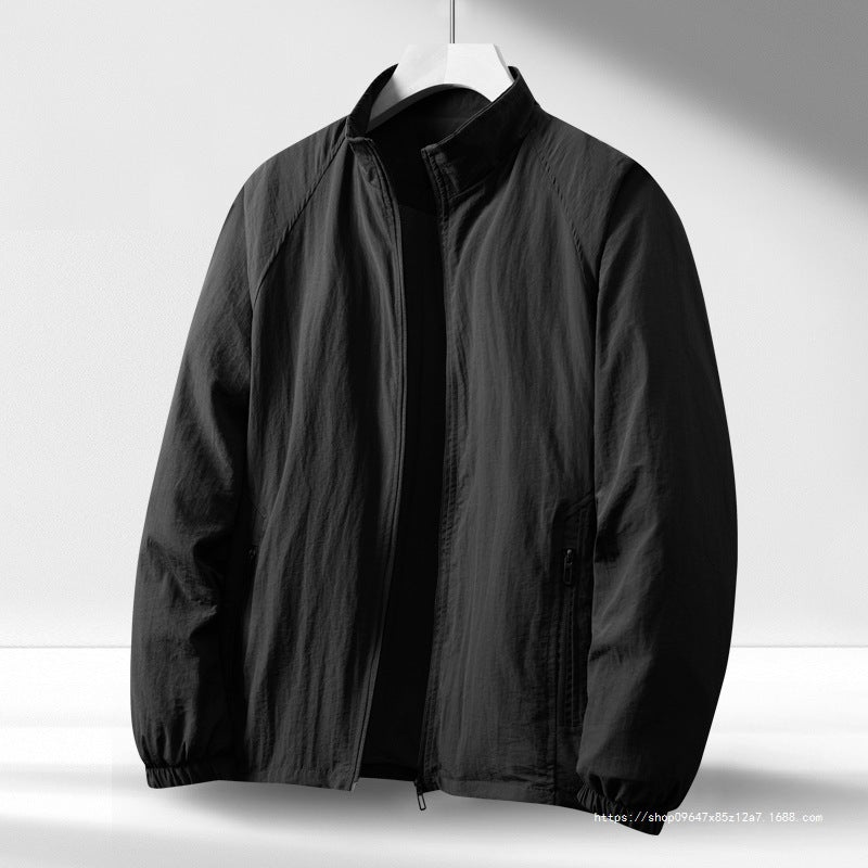 Herren Leichte winddichte Reißverschluss-Blousonjacke mit Stehkragen und elastischen Bündchen Nord Taschen
