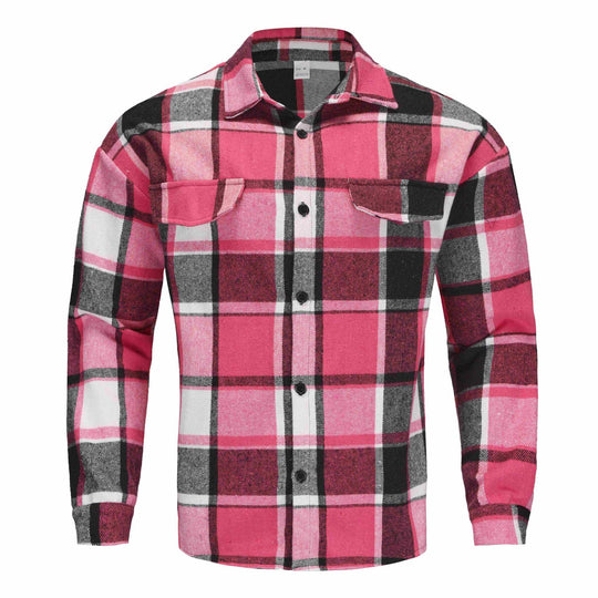Herren Karierte Flanell-Hemdjacke mit Brusttaschen und Knopfleiste Nord Taschen