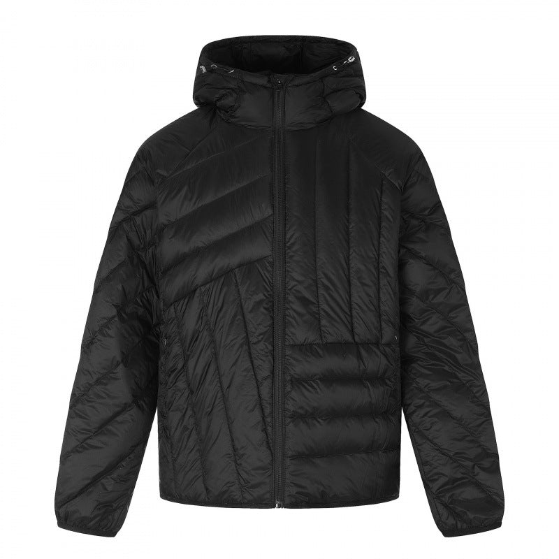 Unisex Kurz geschnittene gesteppte Kapuzenjacke mit diagonaler Steppung und elastischem Saum Nord Taschen