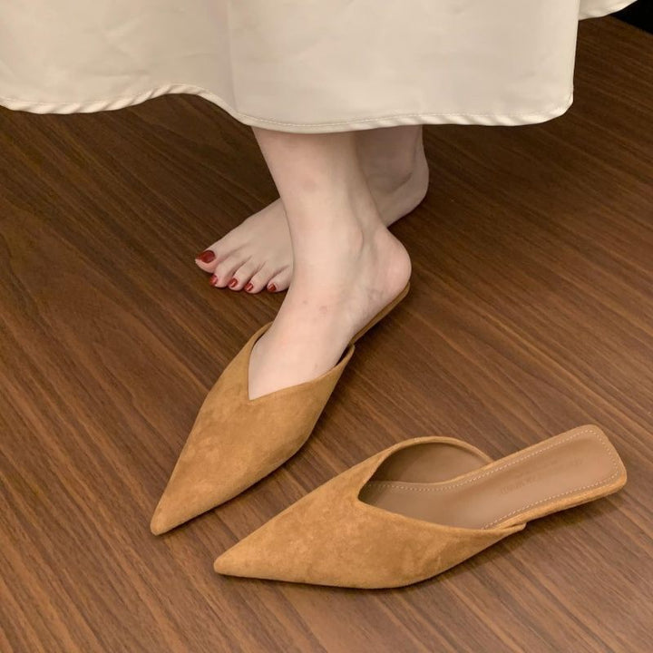 Damen spitze Mules aus weichem Veloursleder