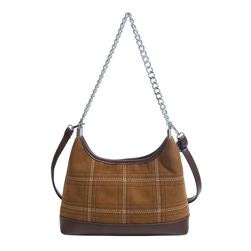 Damen Schultertasche mit modischem Karomuster und elegantem Kettenakzent Nord Taschen