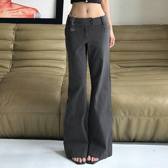 Damen Weite Flared-Hose mit hohem Bund und seitlichen Taschen