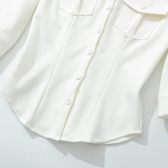 Damen Taillierte Hemdbluse mit Brustklappen und taillierten Abnähern Nord Taschen