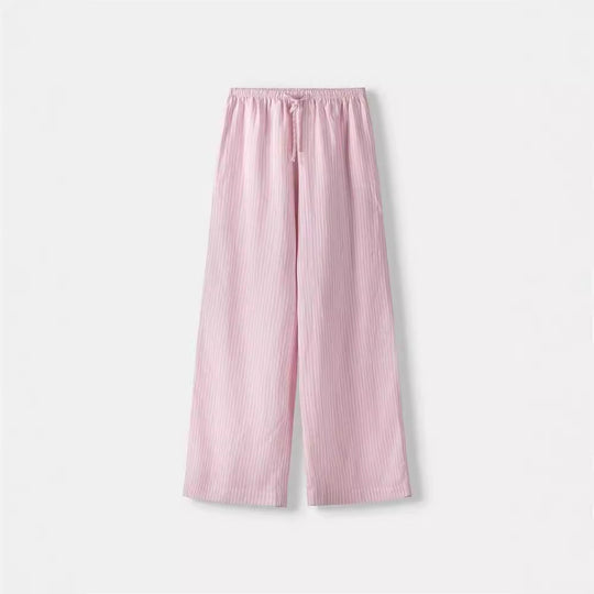 Damen Weite Sommerhose mit komfortablem Gummibund und Streifenmuster