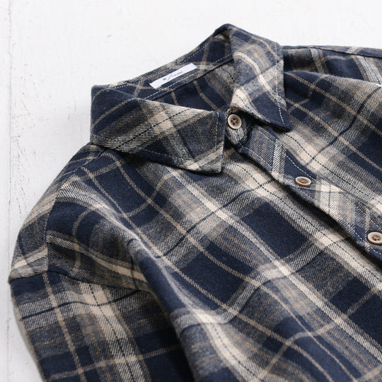 Herren kariertes Flanell-Overshirt im Relaxed-Fit mit kontrastierter Brusttasche Nord Taschen