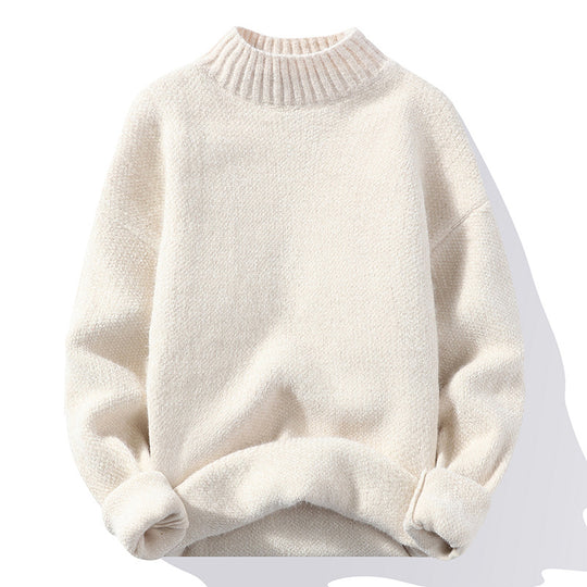 Herren Oversize-Feinstrickpullover mit hohem geripptem Kragen und melierter Struktur Nord Taschen