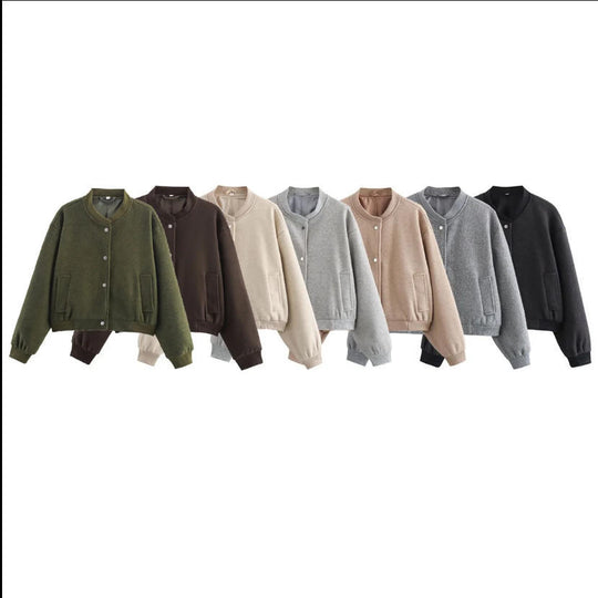 Damen 70+ kurze Wollmix‑Blousonjacke mit Reißverschluss, Hemdkragen und Pattentaschen Nord Taschen