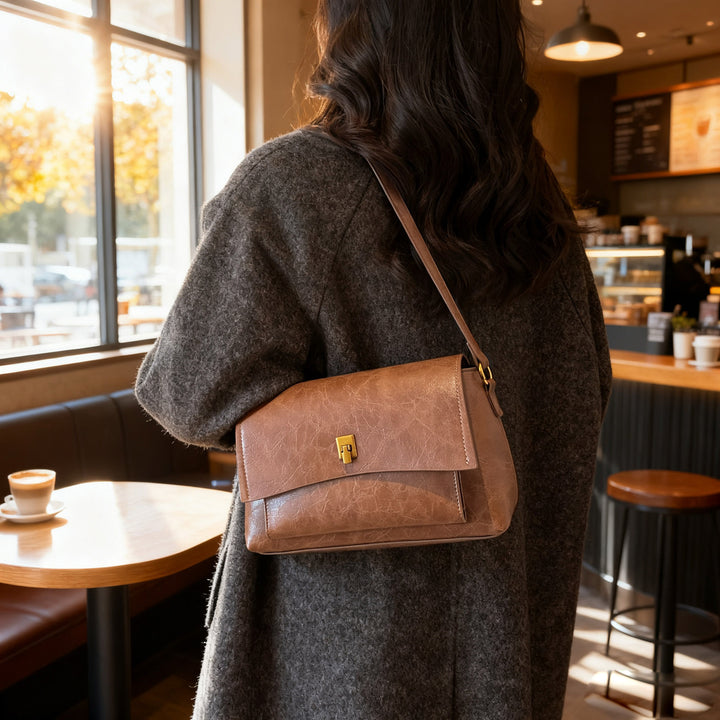 Damen elegante Umhängetasche mit strukturiertem Leder Nord Taschen