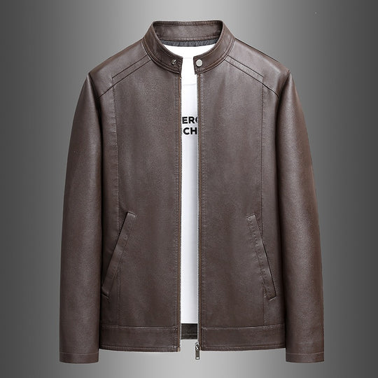 Herren Schlichte Kunstleder-Cityjacke mit Stehkragen, Zweiwege-Reißverschluss & Eingrifftaschen Nord Taschen