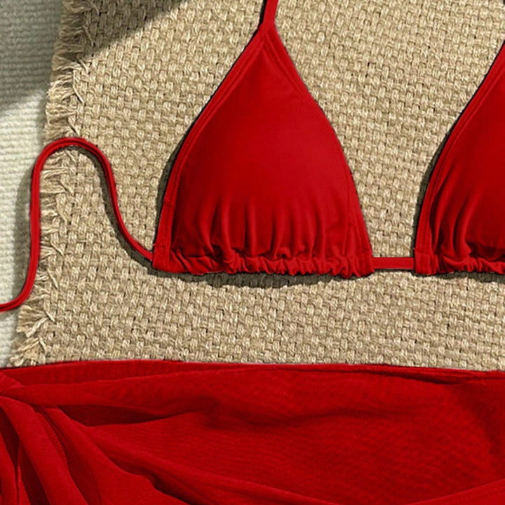 Damen Triangel-Bikini mit Wickeltuch und verstellbaren Trägern