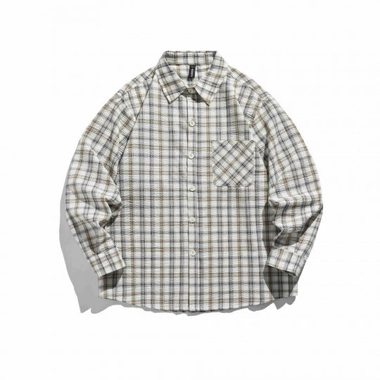 Unisex Kariertes Overshirt aus leichtem Flanell im Relaxed‑Boxy‑Fit mit Brustpattentasche Nord Taschen