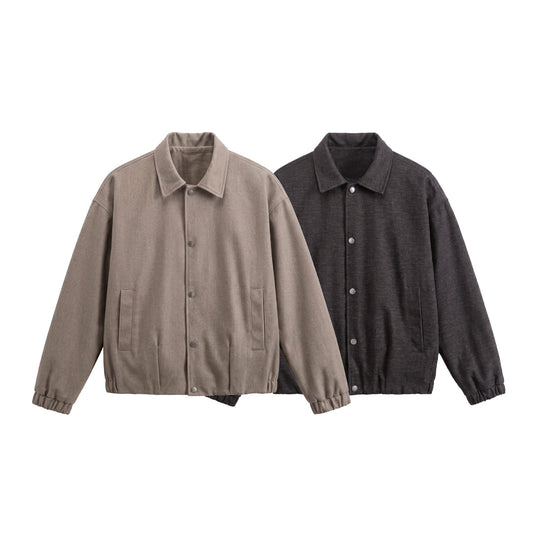Herren Kurz geschnittener Wollmix‑Blouson mit verdeckter Druckknopfblende Nord Taschen