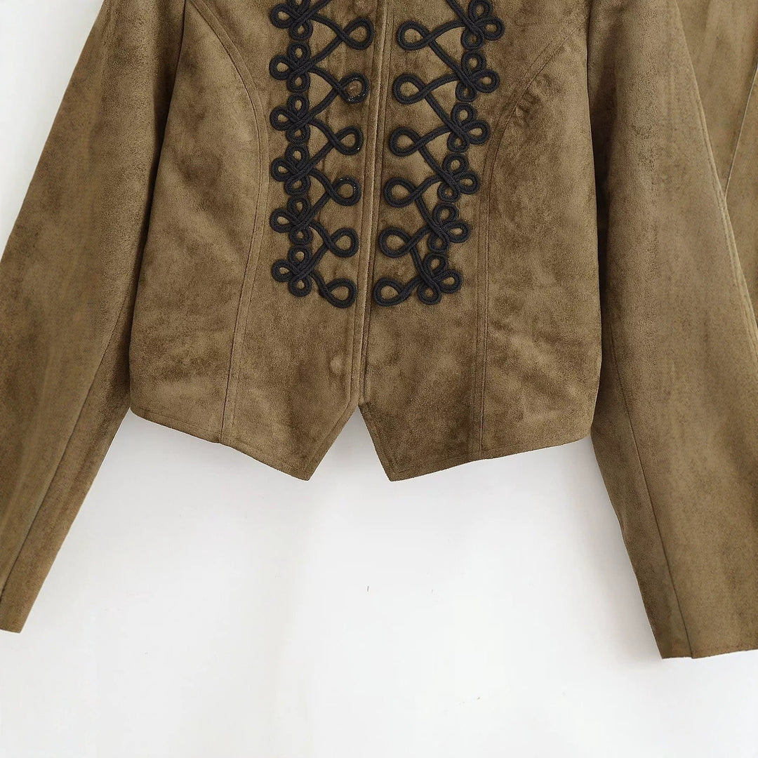 Damen Kurzjacke im Hussarenstil mit Zierkordeln und Stehkragen Nord Taschen