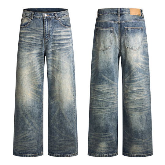 Herren Extremweite Vintage-Denim Baggy-Jeans mit tiefem Schritt und extra langer Saumlänge Nord Taschen