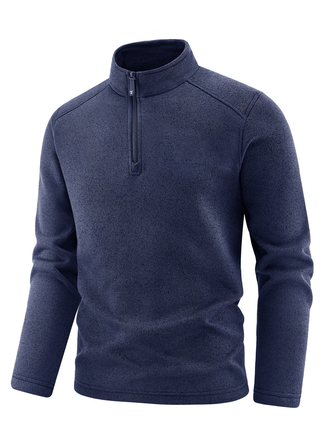 Herren Thermischer Strick-Fleecepullover mit halbem Reißverschluss und Stehkragen Nord Taschen