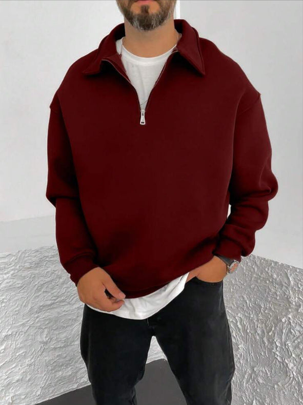 Herren Oversize Halbzip-Sweatshirt mit aufgestelltem Kragen Nord Taschen