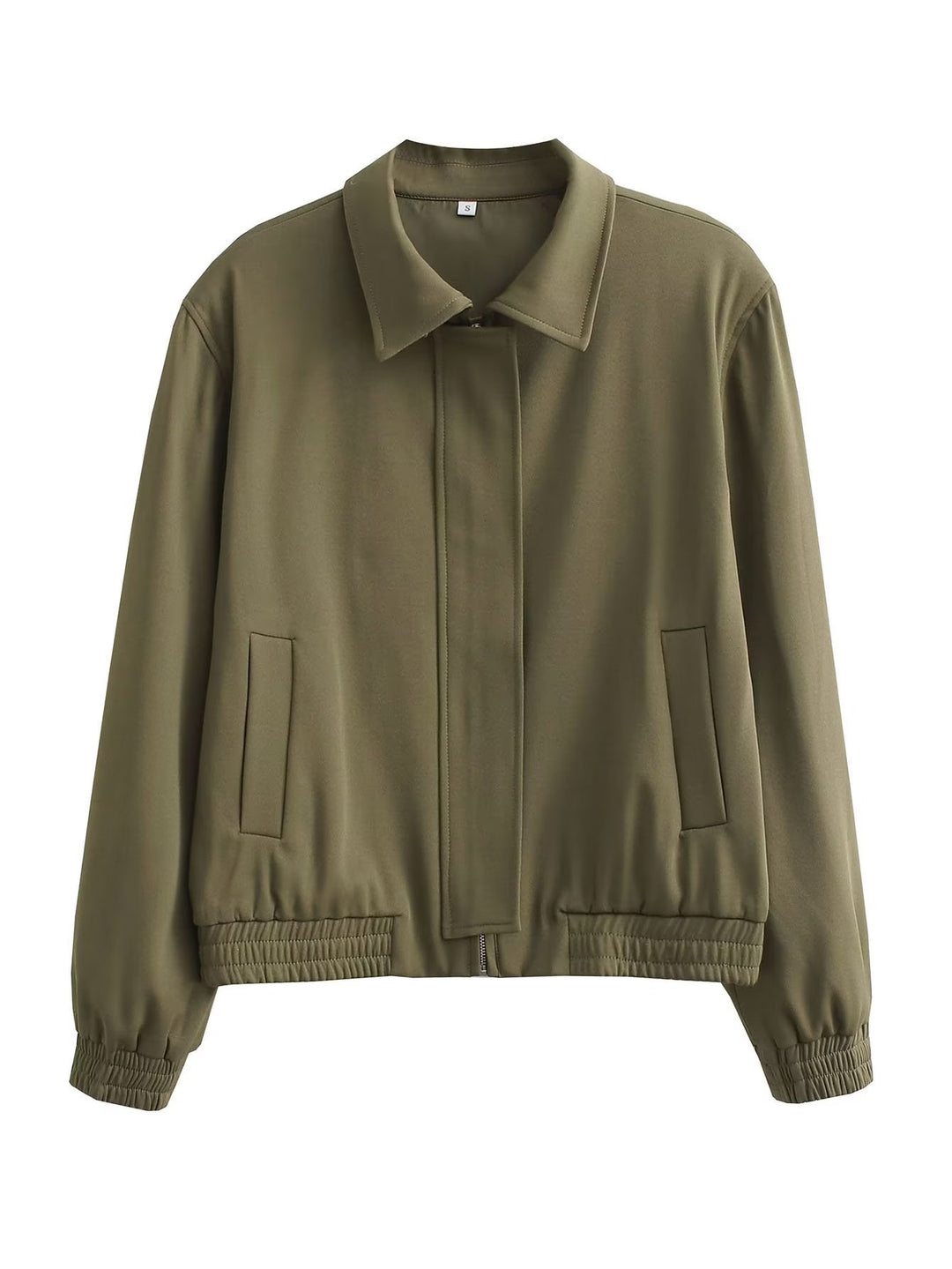 Damen Minimalistische Harrington-Bomberjacke mit verdeckter Frontblende und gerafftem Saum Nord Taschen