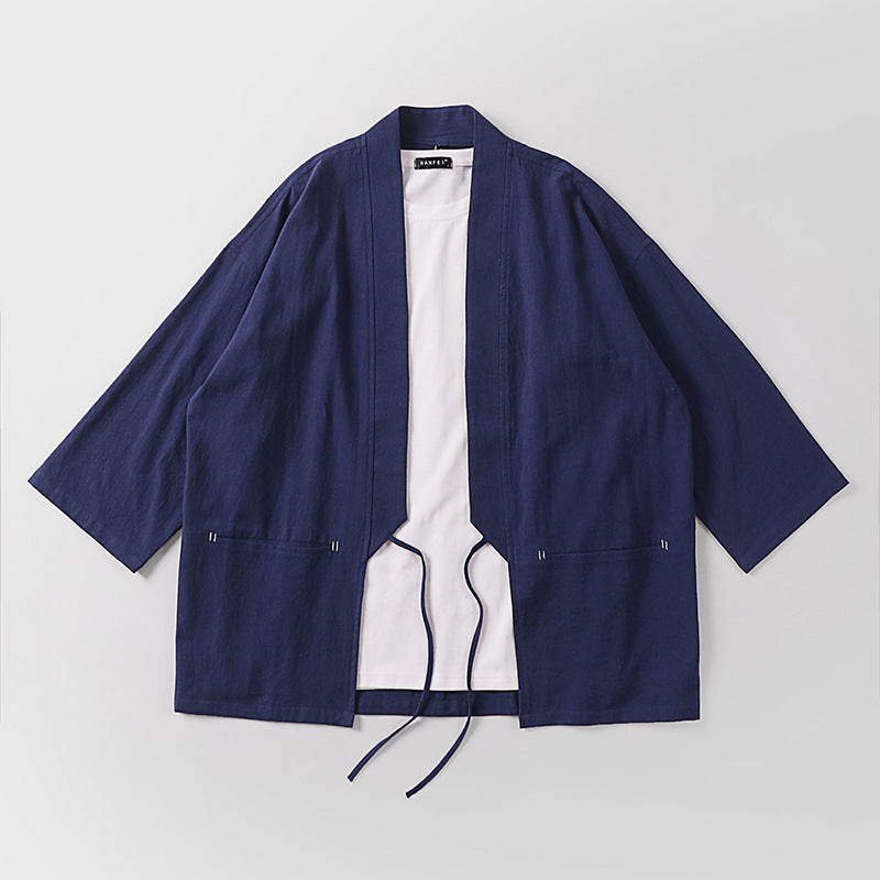 Unisex Kimono-Haori-Jacke mit Bindegürtel und dreiviertelärmeln Nord Taschen