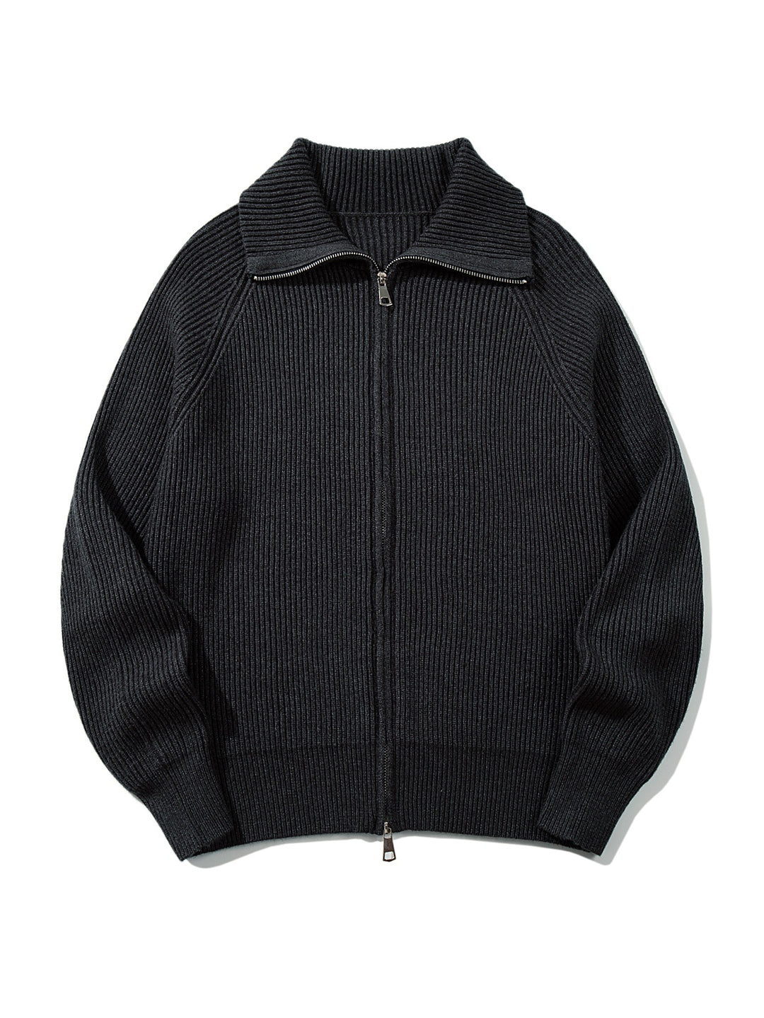 Damen Gerippte Strick‑Zipjacke mit hohem Stehkragen, Raglanärmeln und Boxy‑Schnitt Nord Taschen