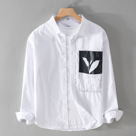 Herren Overshirt-Hemd mit Print-Patch und integriertem T-Shirt Nord Taschen