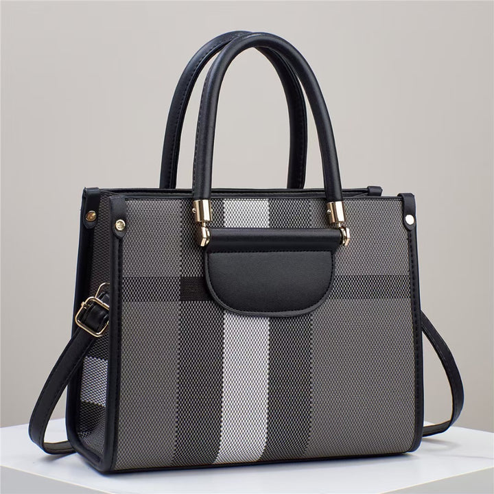 Damen elegante Handtasche mit kontrastreichem Karomuster und abnehmbarem Schultergurt Nord Taschen