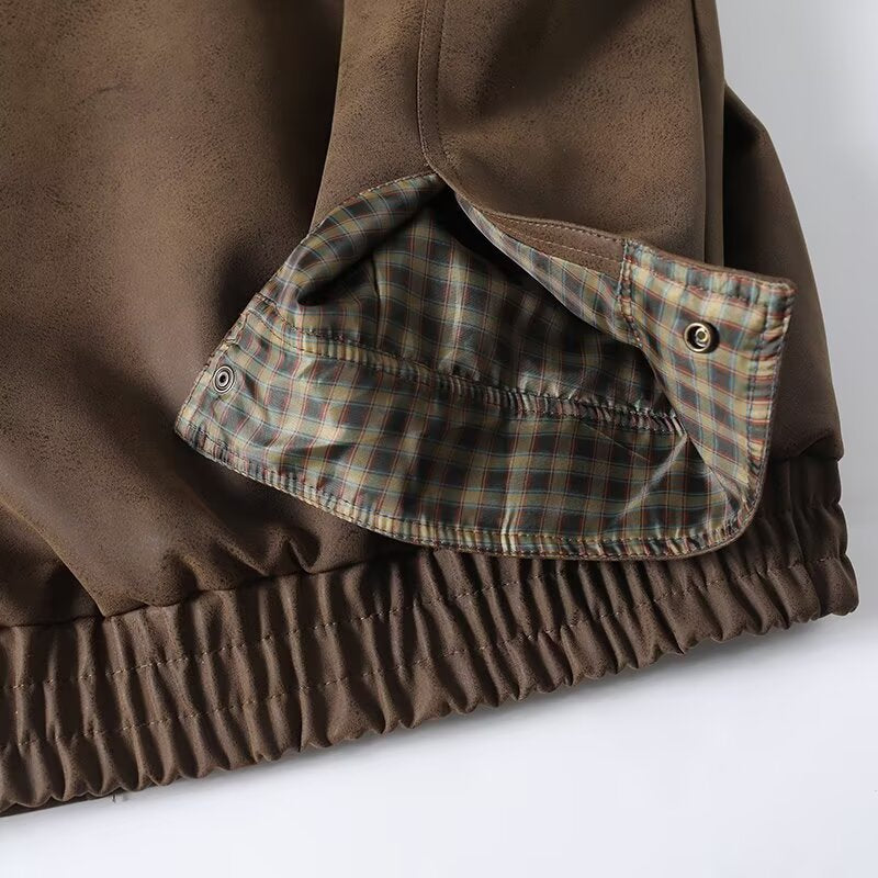 Herren Oversize Fieldjacke aus Veloursoptik mit hohem Kragen, Pattentaschen und elastischem Saum Nord Taschen