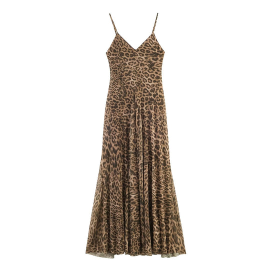 Damen Maxikleid mit elegantem Leo-Print und fließendem Schnitt