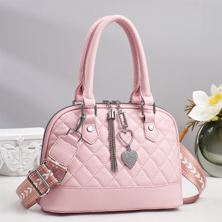 Damen elegante Handtasche mit elegantem Karomuster und modischen Anhängern Nord Taschen