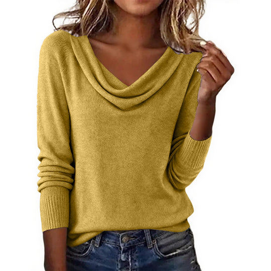 Damen Elegantes Cowlneck Pullover Nord Taschen