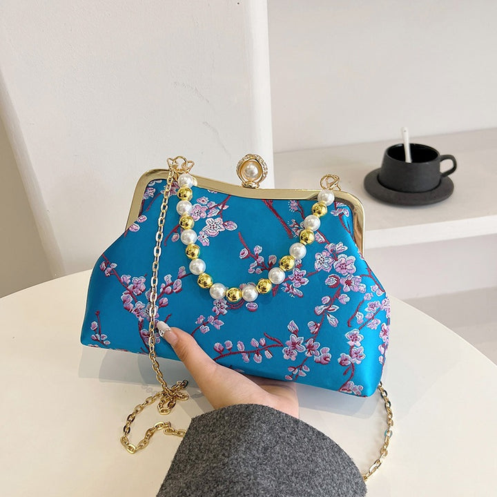 Damen stilvolle Clutch mit luxuriösem Perlenschmuck Nord Taschen