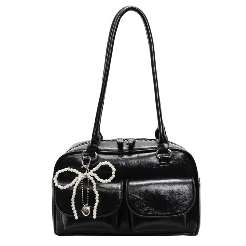 Damen modische Handtasche mit perlenbesetztem Anhänger und praktischen Fächern Nord Taschen