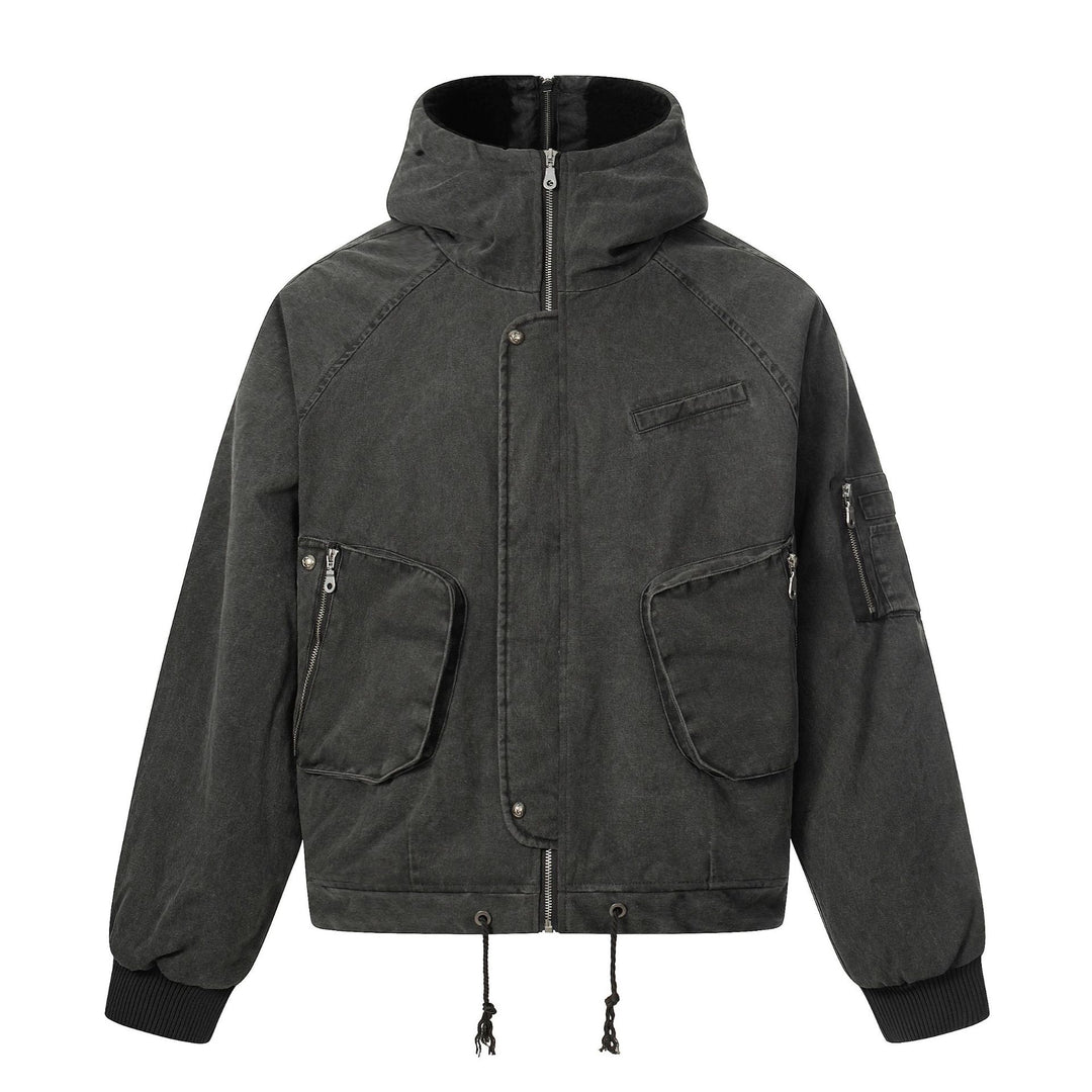 Herren Kurzjacke im Utility‑Look mit hohem Stehkragen und Kapuze Nord Taschen