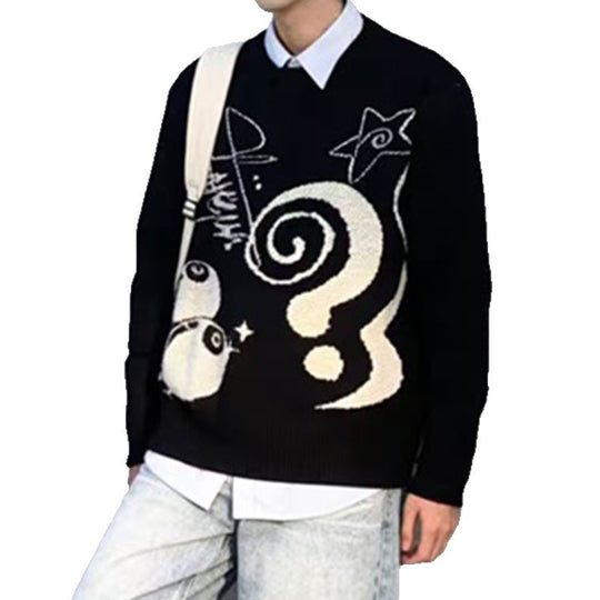 Damen Lässiger Grobstrickpullover mit einzigartigem Kunstmotiv Nord Taschen